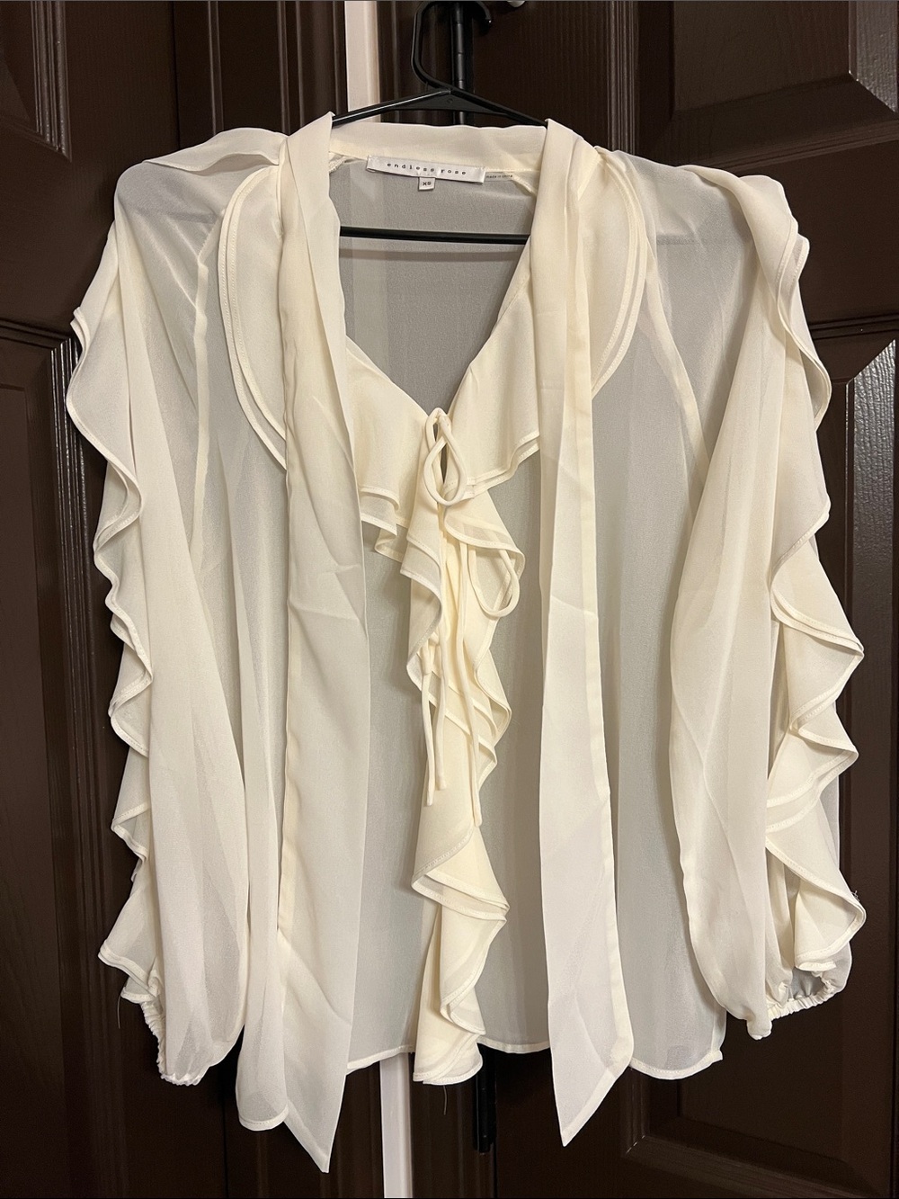 Endless Rose Ivory Ruffle Tie-Neck Blouse